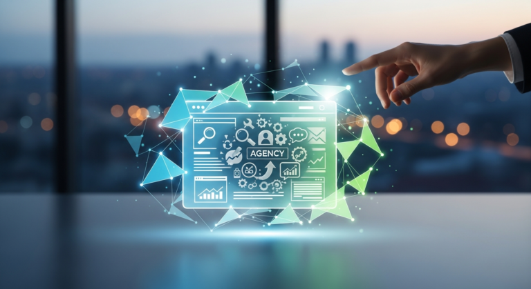 Interfață de agenție digitală cu instrumente pentru proiectarea și promovarea unui website