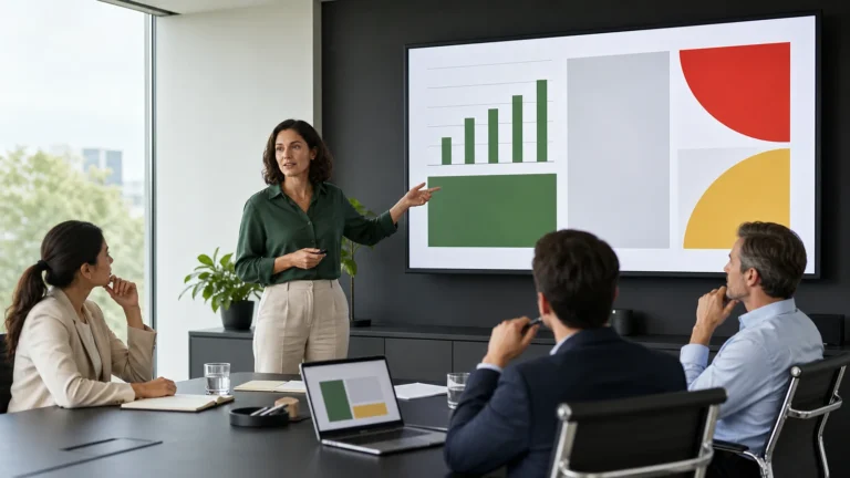 Prezentarea unui marketing deck într-o întâlnire de business