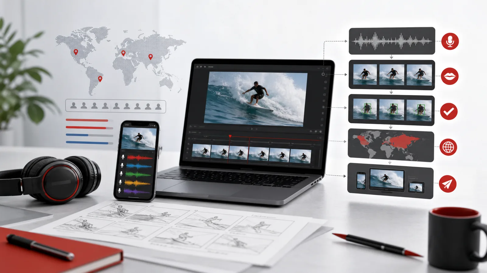 Workflow de localizare video pentru Reels cu traducere, dublare și verificare înainte de publicare