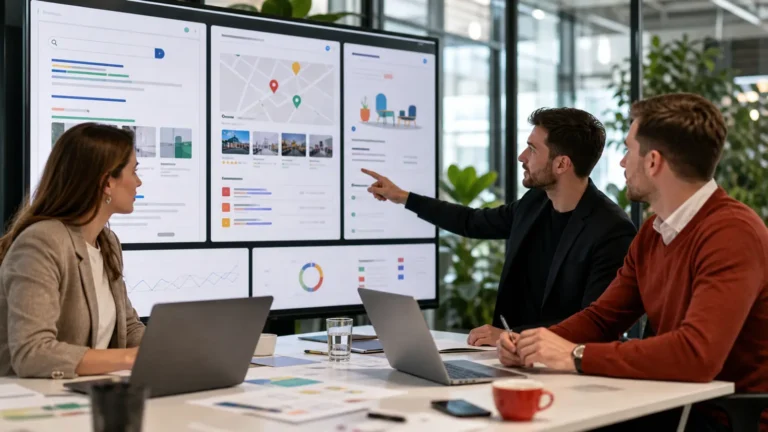 Echipă care analizează promovarea unui site prin Google
