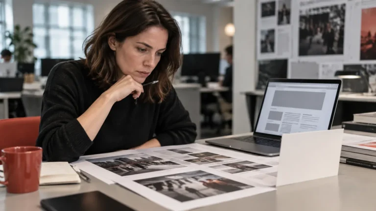 Editor verifică un material publicitar înainte de publicare într-o revistă online